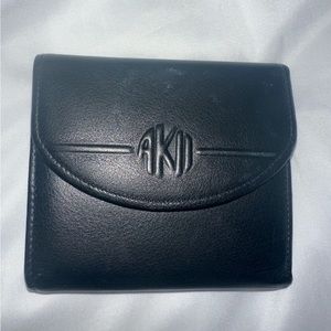 Anne Klein II for Oroton Black Genuine Leather Trifold wallet